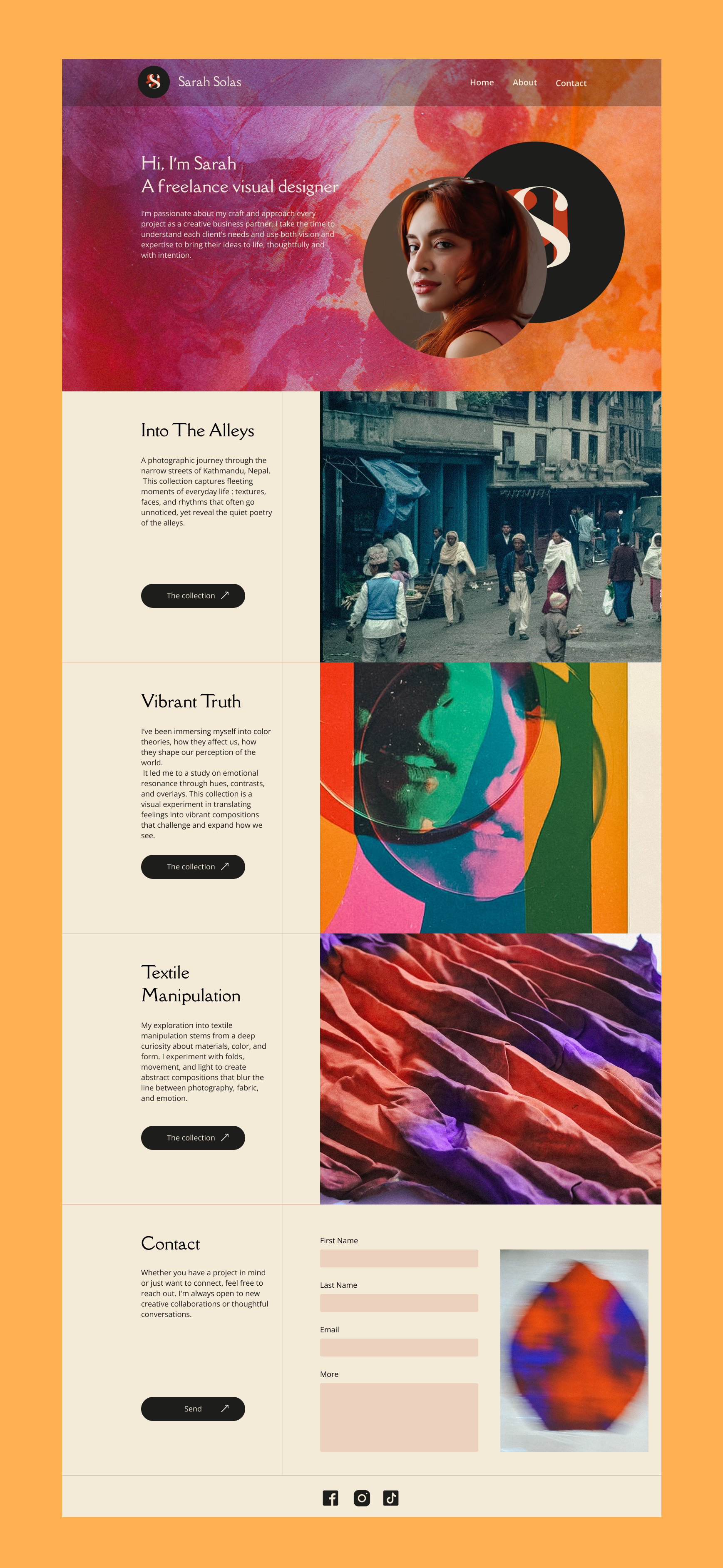 🎨 Freelance Portfolio – Sarah Solas artist bold colorful colors figma freelance graphic design modernui photograph portfolio ui ux