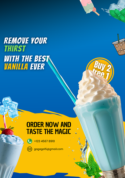 Milkshake poster 3d animation branding graphic design logo motion graphics ui