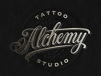 Logo of Alchemy Tattoo Studio branding graphic design handlettering lettering logo tattoo tattoostudio typography vintage logo