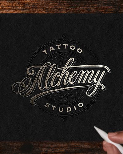 Logo of Alchemy Tattoo Studio branding graphic design handlettering lettering logo tattoo tattoostudio typography vintage logo
