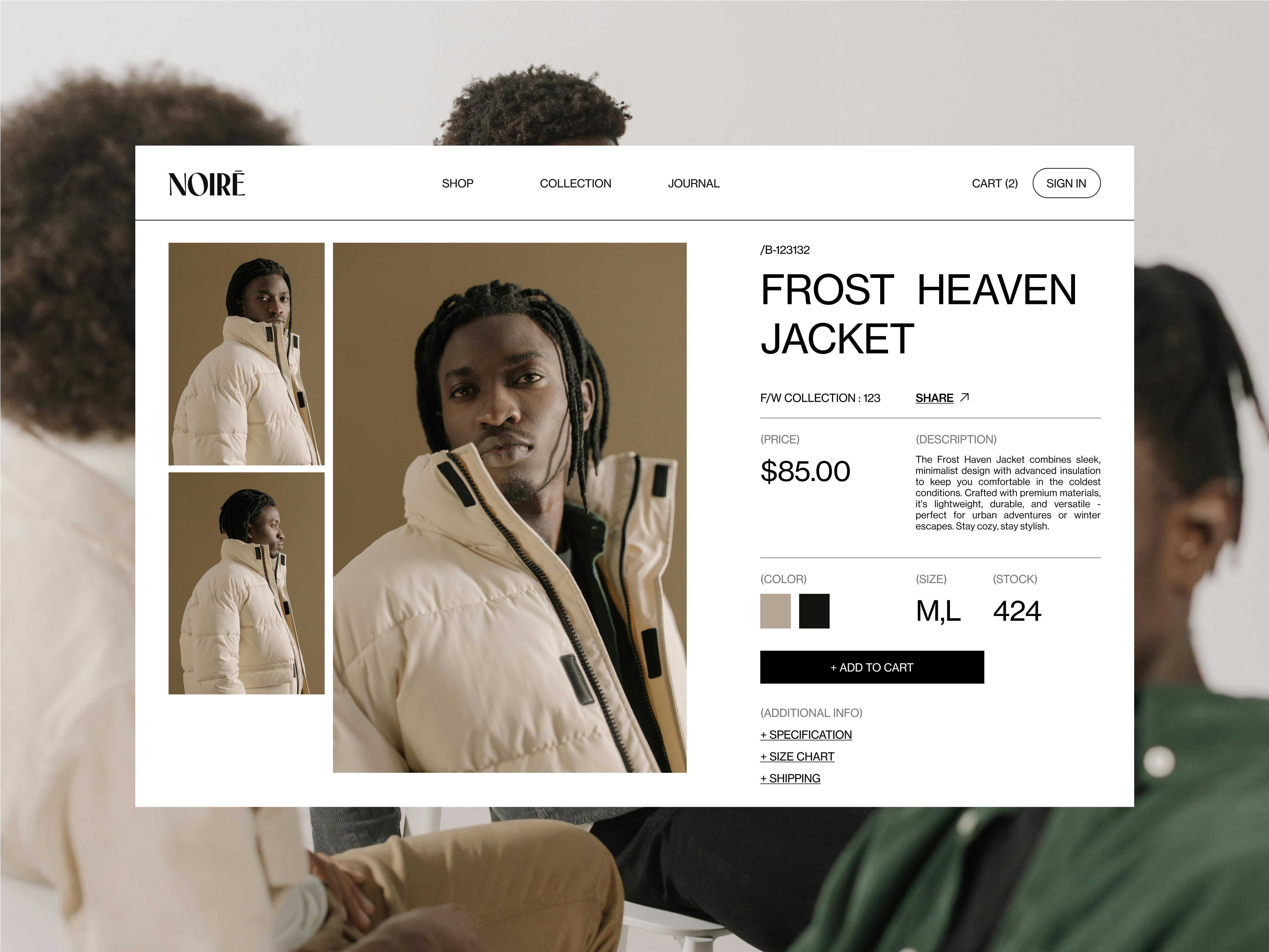 Example of NOIRE - Fashion E-Commerce Website
