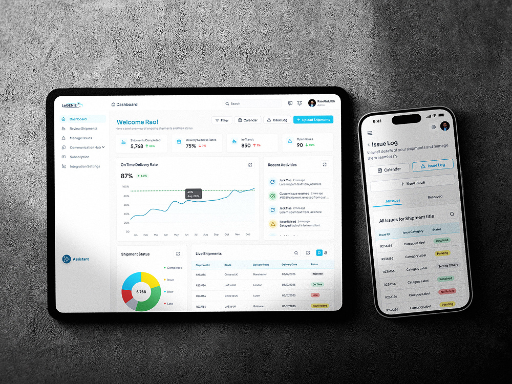 LogENIE Dashboard & Issue Management System – Web & Mobile UI dashbaord figma mobile mockup tablet ui ux website