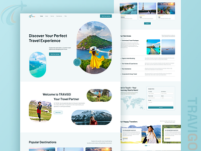 Travel Website Home Page cleanui homepagedesign landingpage moderndesign modernui travelagency travellandingpage travelui travelwebsite ui uiux ux webdesign