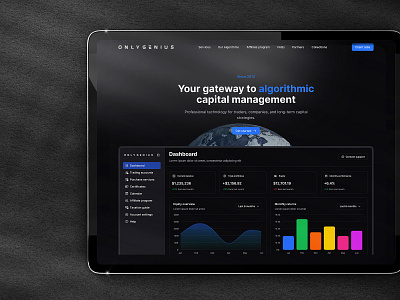 OnlyGenius Dashboard – Dark-Themed Fintech Analytics Platform dashboard figma mockup ui uiux webapp