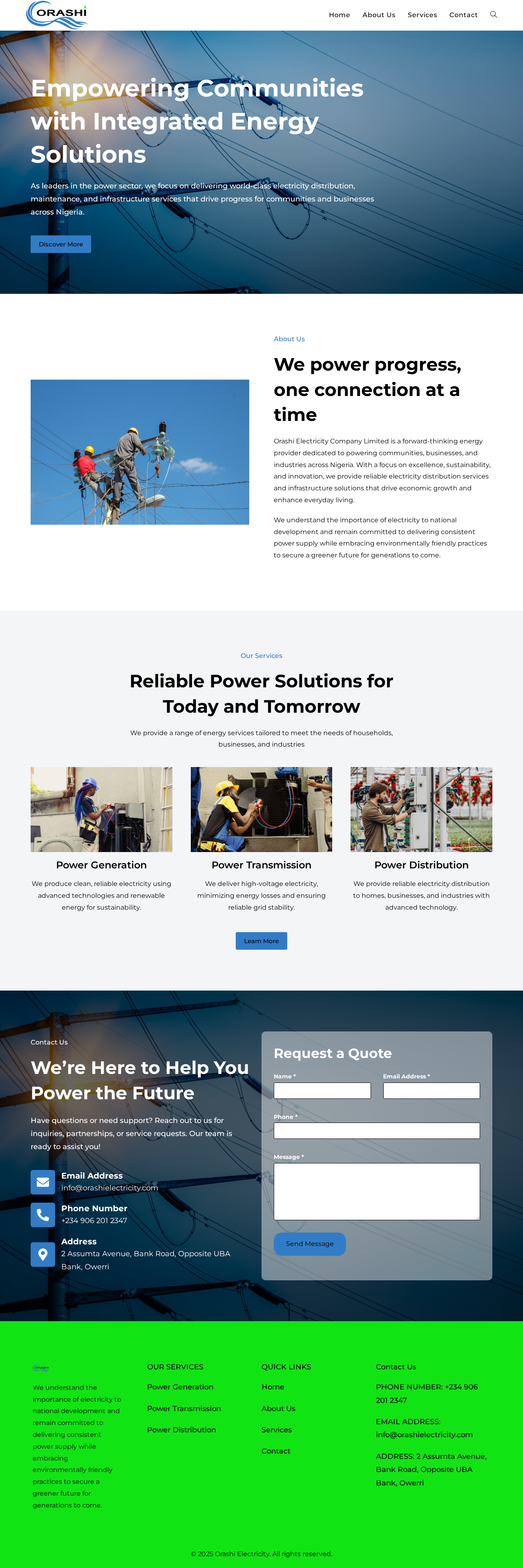 Orashi Electricity elementor ui wordpress