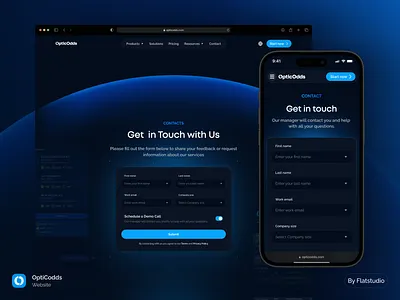 OpticOdds: Contact betting contact contact form contact page design desktop form get in touch mobile opticodds sports ui ux uxui web webflow website