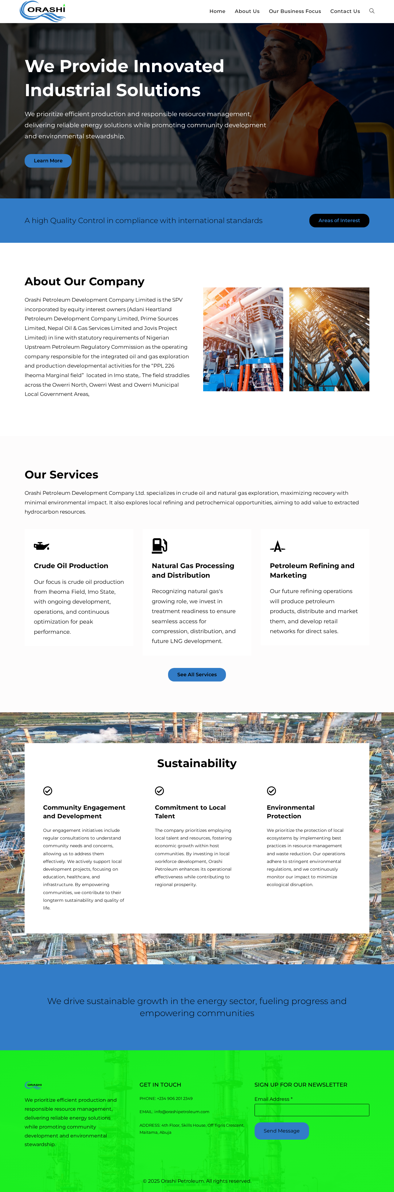 Orashi Petroleum elementor ui wordpress