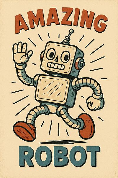 Amazing robot in retro style designer illustration retro retrostyle robot