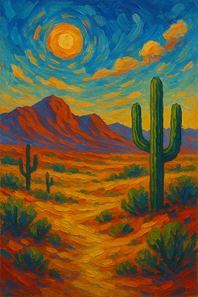 Desert at sunset art desert oilart sunset sunsetdesert