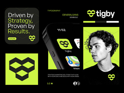 Tigby - Logo & Branding design for a marketing agency abstract logo agency app icon brand designer brand guidelines brand identity branding business logo company logo corporate branding growth logo logo designs marketing social media studios technology visual identity