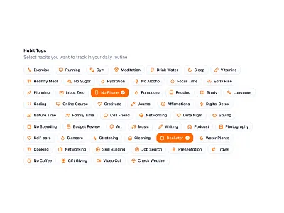 Habit Tracker Tags 🏷️ badge badges design minimal saas tag tags ui web design