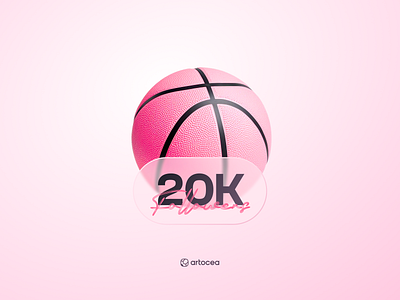 20K Dribbble Love 20k 20k followers achievement artocea clean creative design design studio designer dribbble dribbble love dribbblers follow followers glassmorphism graphic design illustration minimal pink