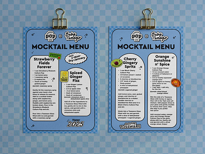 Cocktail Menu Design beverage fruit fun gut health illustration menu wellness