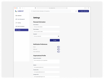 Dashboard Settings Page dashboard design interface product design settings ui uiux web website