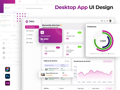 Astro Aseguradoras – Desktop App UI Design branding design figma graphic design mockup prototyping ui web