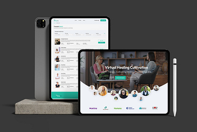 Virtual Healing Cultivation – Therapist Matching Web App UI branding figma graphic design illustration logo mockup prototyping ui web