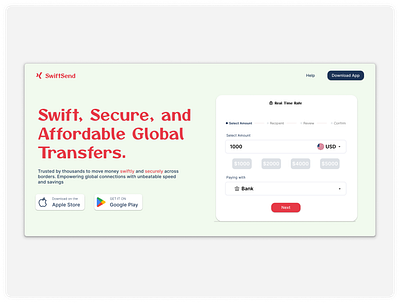 SwiftSend _ Landing Page design homepage interface landing page product design ui web website