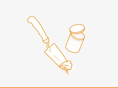 Soil Sample...? background data dig dirt field fieldwork geology grey handshovel lid line orange sample shovel soil testing trowel vector vial white