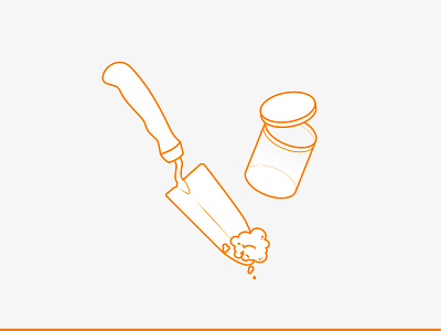 Soil Sample...? background data dig dirt field fieldwork geology grey handshovel lid line orange sample shovel soil testing trowel vector vial white