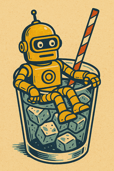 A robot in a glass with ice ai glass glasswithice robot robotinglass