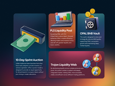 💎 OPAL Ecosystem Mechanics – UI Cards blockchain brand design crypto dapp defi design figma graphic design pulsechain