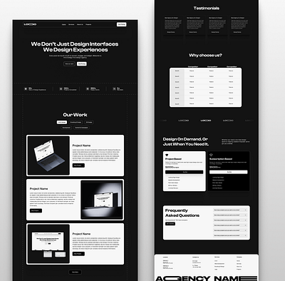 Design Agency Service Website - Dark Theme branding design graphic design mohd ui uiux user experience user interface design website design