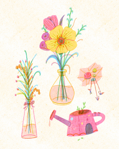 What happens when Gnomes like Candy art artwork candy design flower gnome house illust illustration ipad leaf photoshop plant spring sprout tweetyheather vase water wateringcan