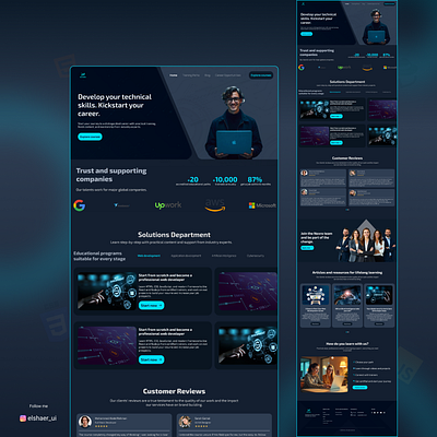 Nexora – Tech Learning Platform Homepage UI cleanui creativedirection darkui designsystem edtech educationdesign figmadesign homepagedesign landingpage learningplatform nextgenlearning productdesign techplatform ui uidesign ux uxdesign webdesign