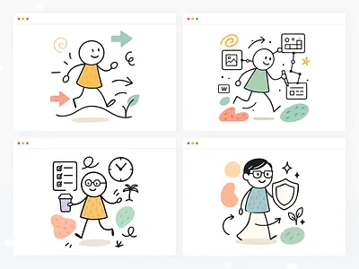 Time Tracking UI Illustrations – Clean & Friendly #12 calendar clock deadline efficiency focus interval log management overview productivity reminder routine schedule session task time timeline timer tracking workflow