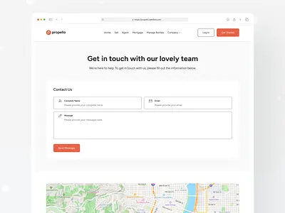 Contact Page with Form and Location Access agent apartment buy dashboard details explore filter home housing inquiry listing location map neighborhood pricing property realestate rent search viewing