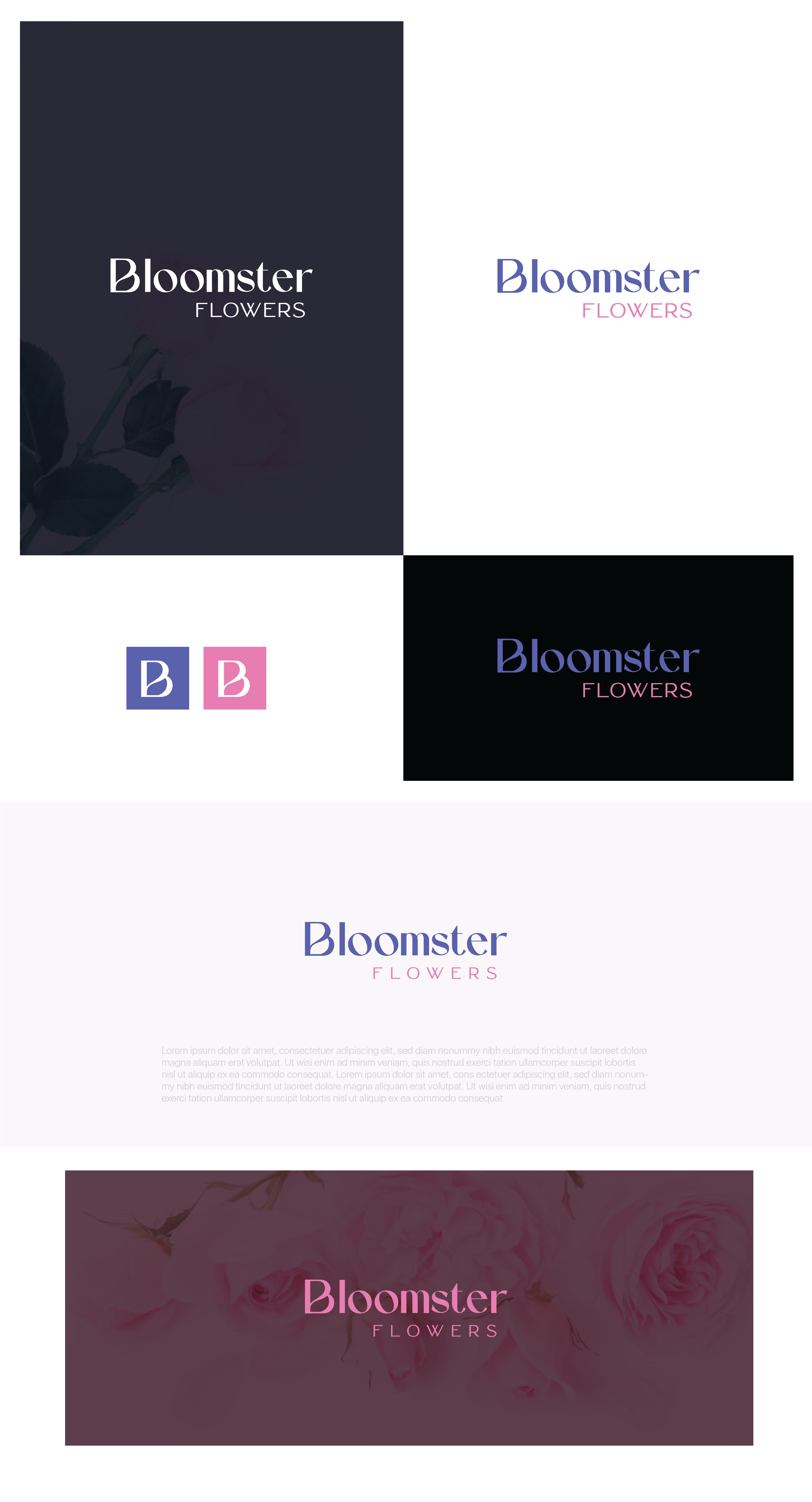 Bloomster Flowers Logo Design | Style Guide Design | Logotype b letter logo b lettermark b logo brand design brand designer brand guidelines brand identity brand identity design brand identity designer brand style guide design branding branding kits logo logo design logo designer logos logotype style guide visual identity web design