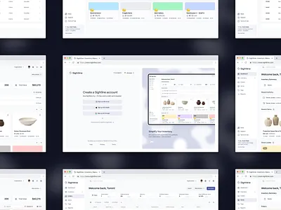 Sightline — Inventory Management Platform dashboard dashboard analytics folder management folders view inventory inventory management login logo order orders table product product cards product design statistics progress bars ui