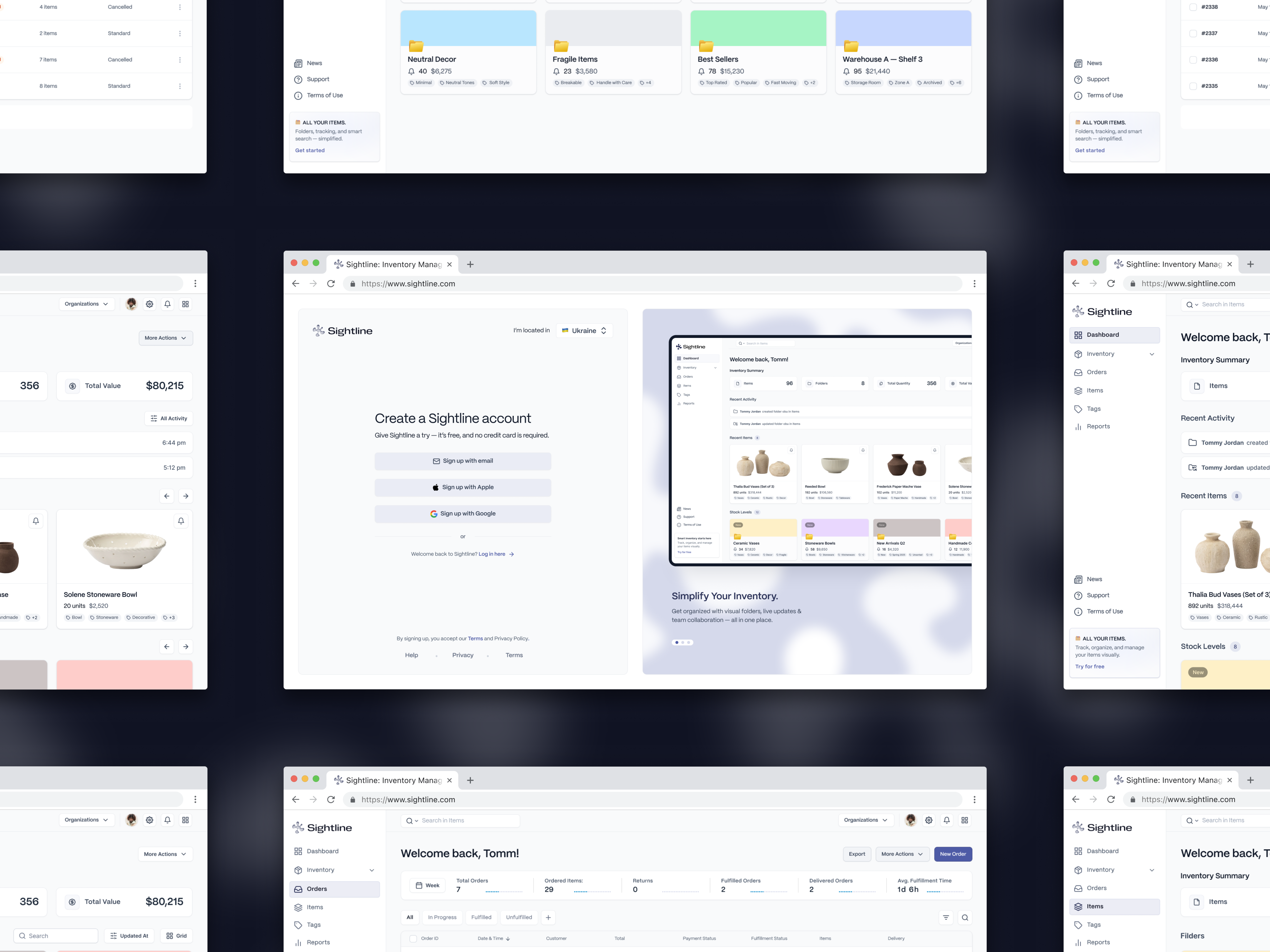 Example of Sightline — Inventory Management Platform