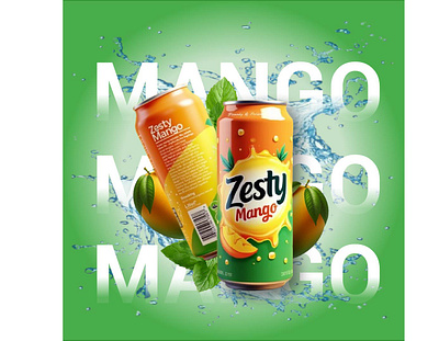 Zesty Mango – Beverage Can Packaging Concept adobeillustrator brandingconcept candesign dribbbleshots fruitdrinkdesign graphicdesign mangodrink packagingdesign productmockup tropicalbranding
