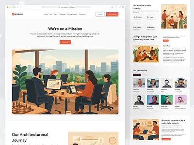 About Page with Brand Vision & Team agent apartment buy dashboard details explore filter home housing inquiry listing location map neighborhood pricing property realestate rent search viewing