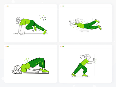 Modular Exercise Illustrations for Health & Fitness Platform #13 balance body cardio core energy exercise fitness health mobility motion movement pose posture recovery routine strength stretch training workout yoga