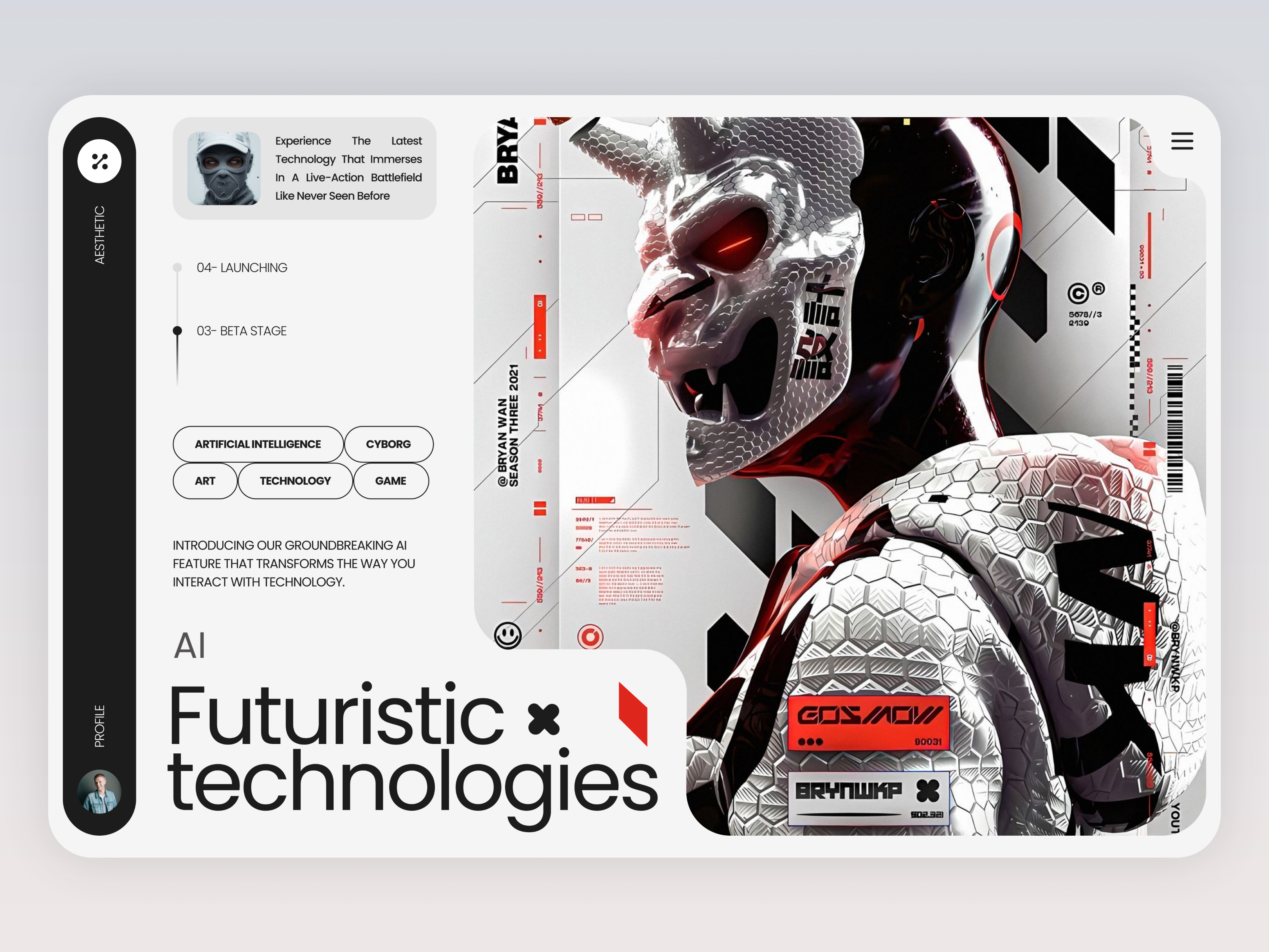 AI Landing Page | Futuristic Design 3d ai art branding creative cyber cyborg design futuristic gameui hero landing page punk robot scifi tech ui ux web