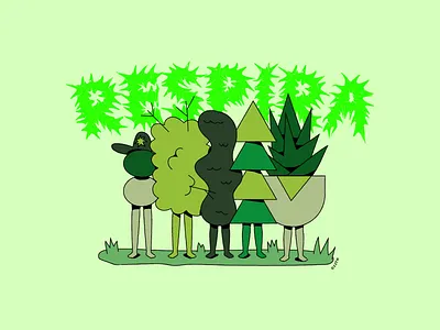 Breath breathes character forest gang green hat illustration island life metal plants tree type