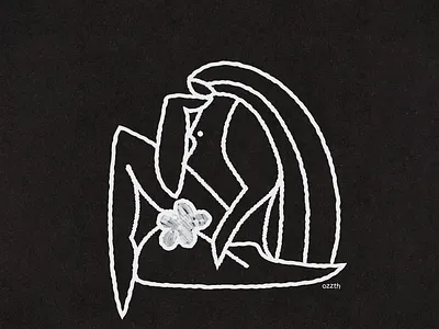 Woman with a flower abstract blackandwhite concept design flower graphic design hair hand illustration life lines poster woman