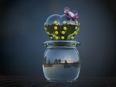 Glass Cactus - Blender 3D Model Render 3d blender cgi geometry nodes graphic design realistic