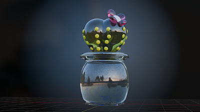 Glass Cactus - Blender 3D Model Render 3d blender cgi geometry nodes graphic design realistic