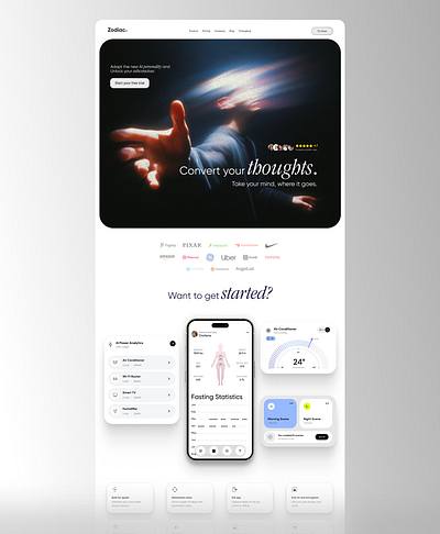 Zodiac AI - Website Landing page UI 3d animation graphic design landing page motion graphics ui ux web design website