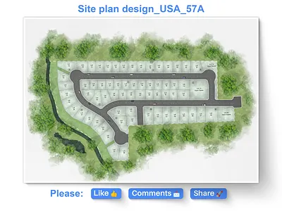 Master-Planned Residential Community Layout – Site Plan USA 2d rendering archiminy architecture portfoilo design illustration landscape modern subdivision design usa photoshop rendering rendering residential site plan usa suburban lot design plan