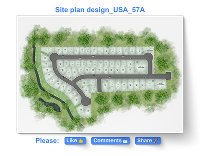 Master-Planned Residential Community Layout – Site Plan USA 2d rendering archiminy architecture portfoilo design illustration landscape modern subdivision design usa photoshop rendering rendering residential site plan usa suburban lot design plan
