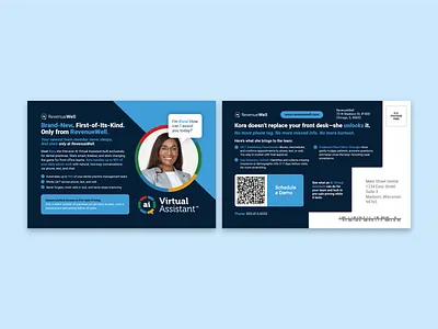 AI Virtual Assistant Direct Mail advertising advertising design ai ai virtual assistant assistant brand brand design branding dental software dental software marketing dentist design direct mail graphic design logo marketing design postcard print print design typography