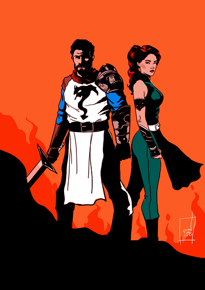 Paladin & Rogue comicstyle darkfantasy digitalart digitalillustration dungeonsdragons illustration ilustracion paladin rogue