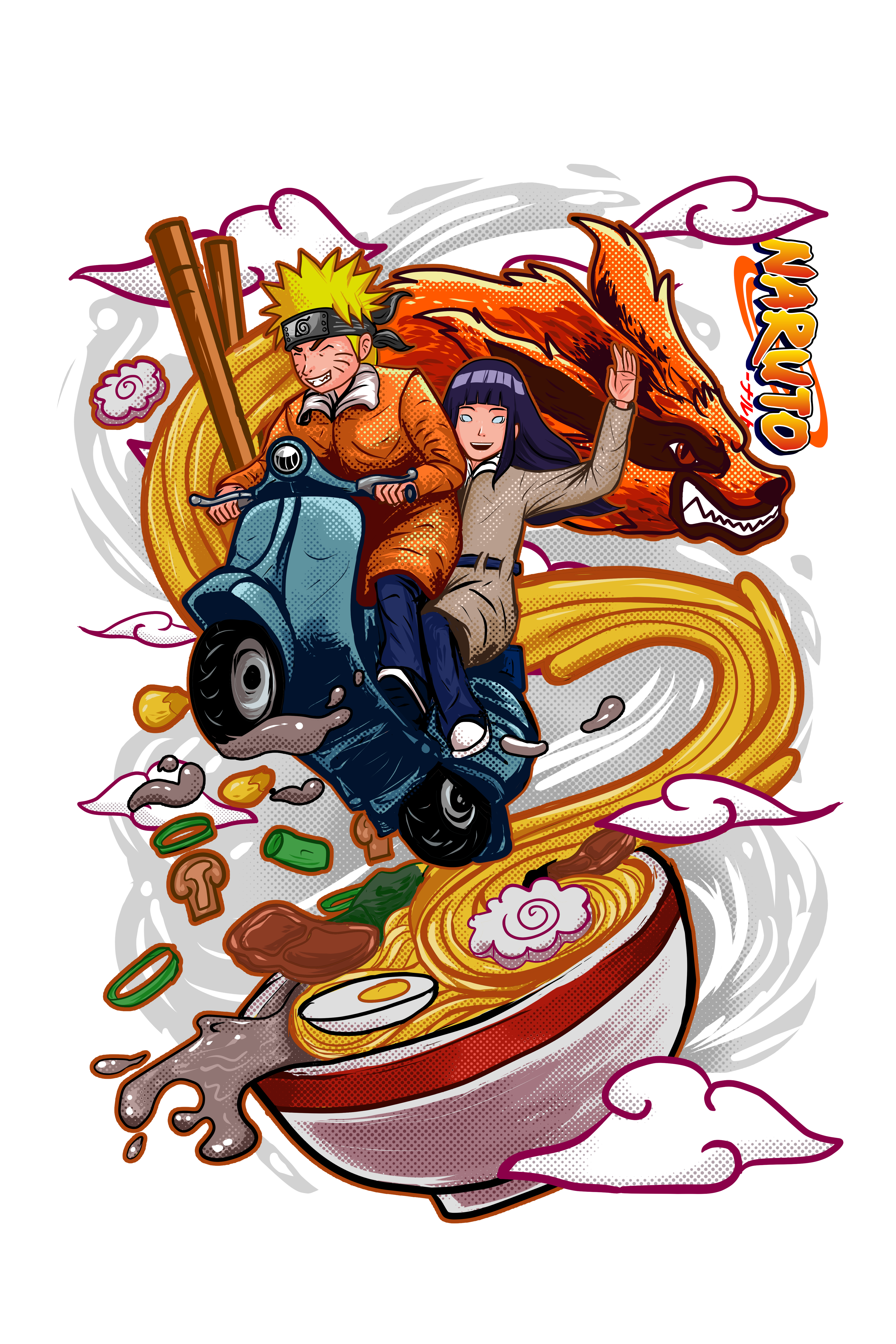 Naruto Hinata riding a scooter fanart anime fanart hinata illustration japan japanese manga naruto shippuden