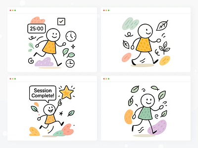 Time Tracking UI Illustrations – Clean & Friendly #14 calendar clock deadline efficiency focus interval log management overview productivity reminder routine schedule session task time timeline timer tracking workflow