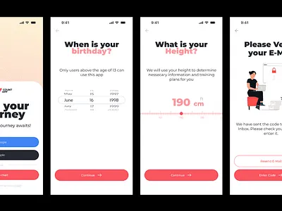 Fitness App Onboarding app branding fitness graphic design illustration onboarding ui ux vector white mode