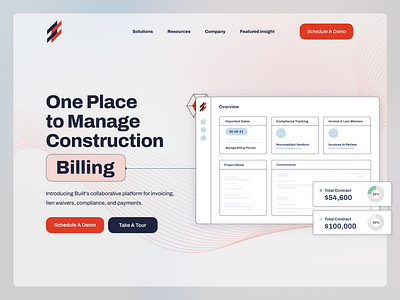 Finance Management Saas Landing Page Hero Banner agency application business construction crm design finance finance management hero banner home page illustration landing page landing page design minimal planning project management real estate saas ui web design